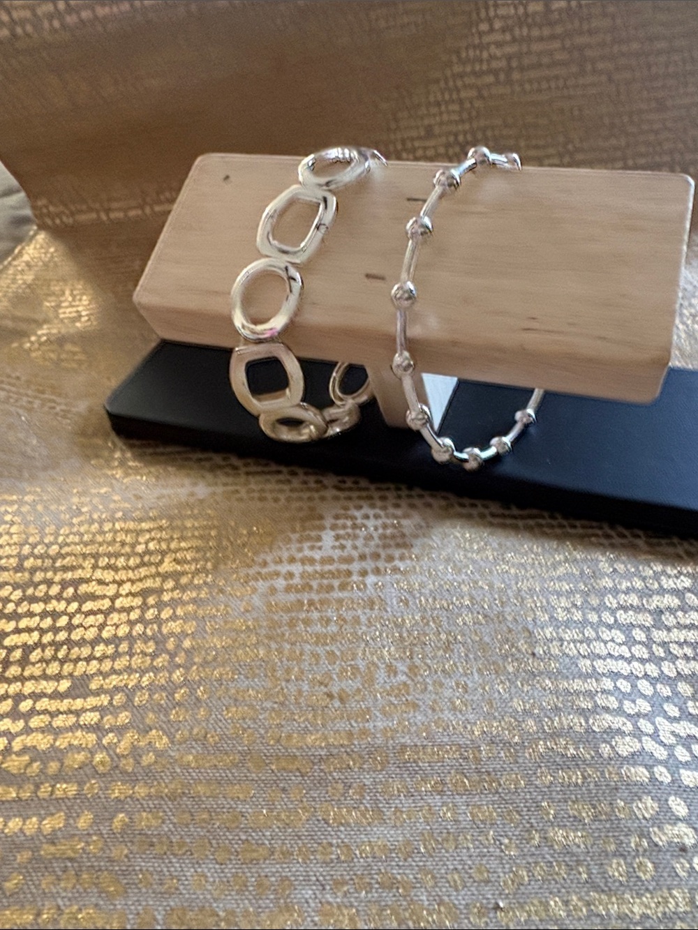 Sterling-Style Silver Link & Bead Bracelet Duo - Women Jewelry